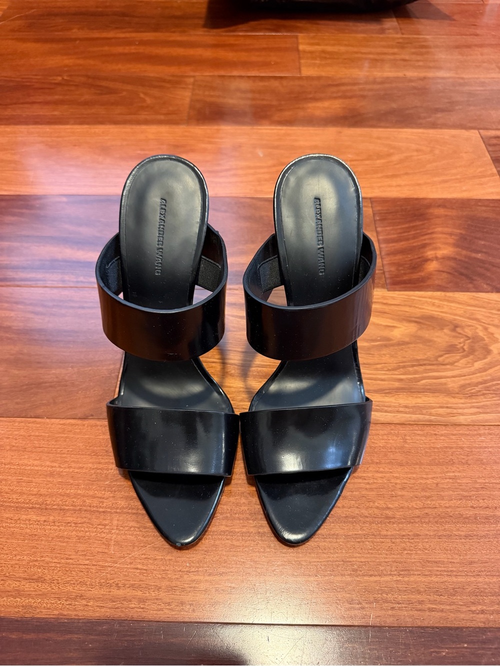 Alexander Wang Black Double-Band Pointed Slide Heels
